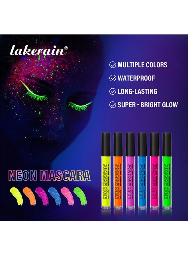 lakerain Neon Mascara, Waterproof Long-Lasting, Colorful Waterproof Fluorescent Mascara for Eyelashes Long lasting Charming Voluminous Mascara #3 Purple - Image 3